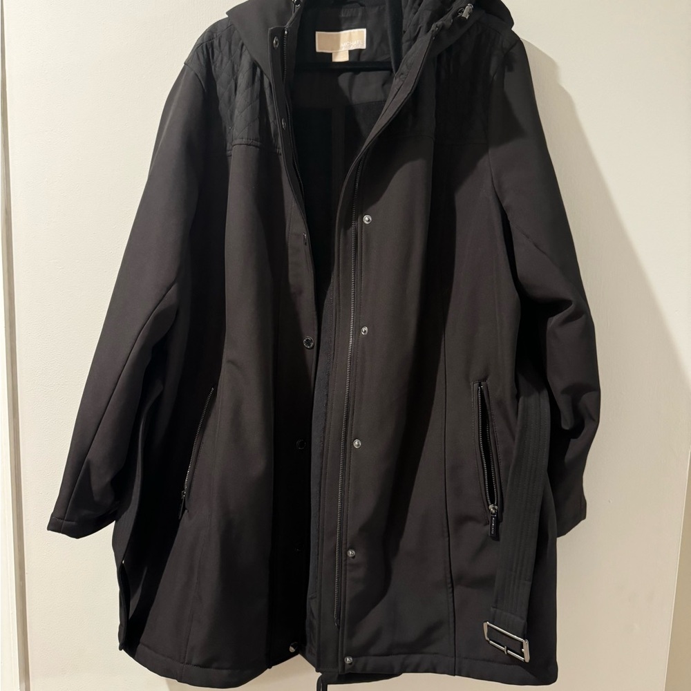 Michael Kors women’s insulated belted coat with hood